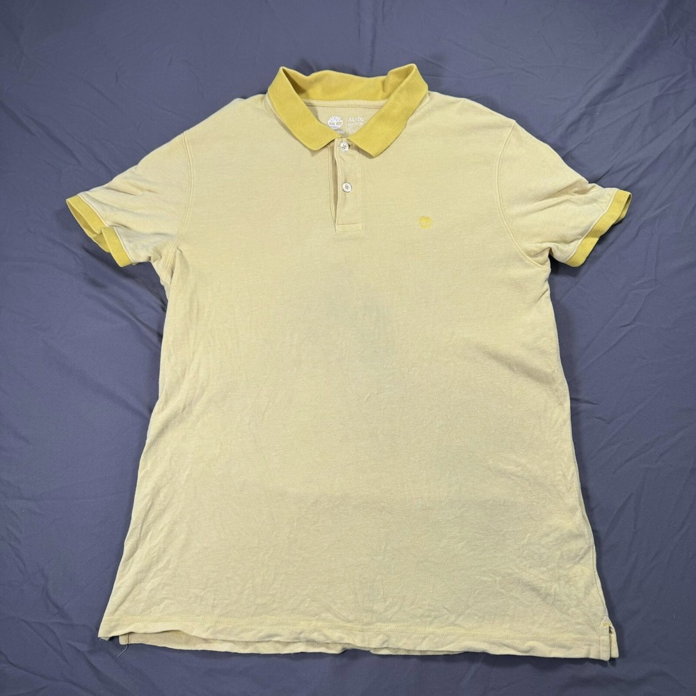 Timberland Polo Shirt Mens XL Yellow Short Sleeve Embroidered Logo